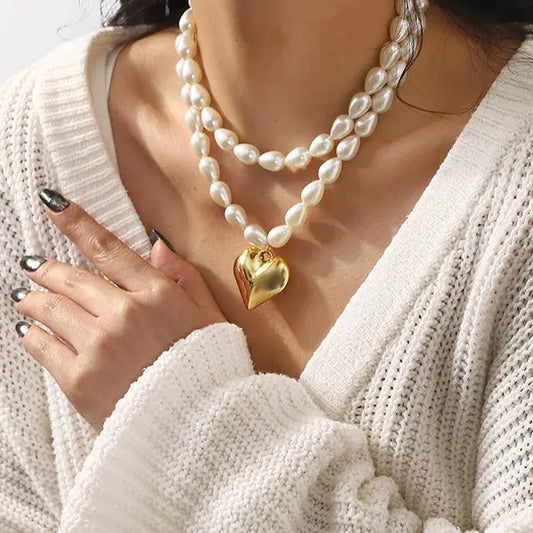 Double Layered Heart Shape Necklaces Accessories