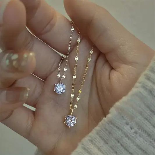 Waterproof Cz Diamond Pendant Necklace