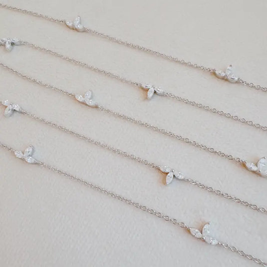 Gold-Plated Sterling Silver Flower Station Necklace – 26 Inches