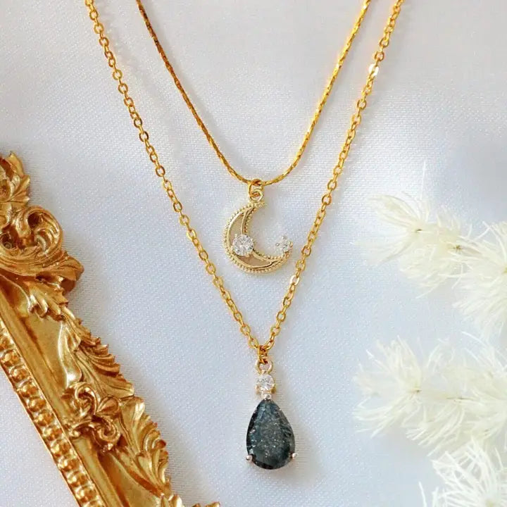 "Sweet Moon" | 18 Karats Two Layers Necklace