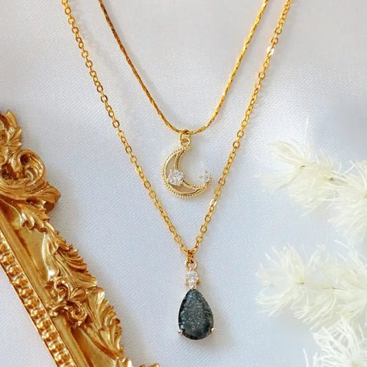 "Sweet Moon" | 18 Karats Two Layers Necklace