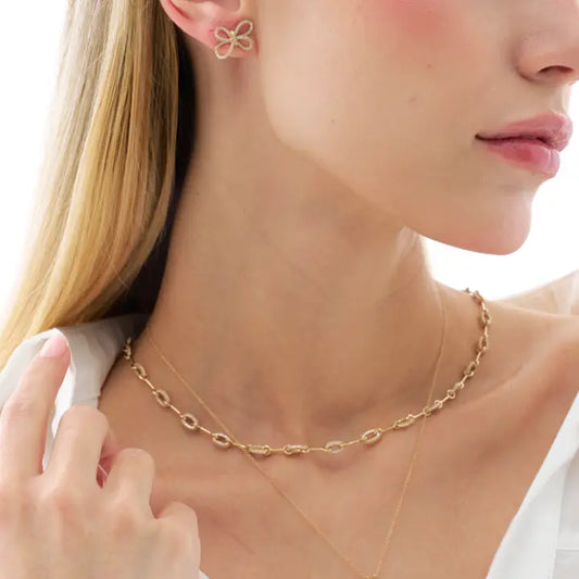 Classic Oval Horsebit Chain Necklace in Gold Dipped Sterling Silver