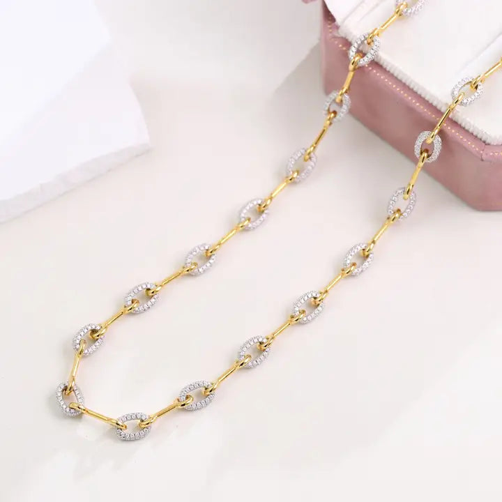 Classic Oval Horsebit Chain Necklace in Gold Dipped Sterling Silver