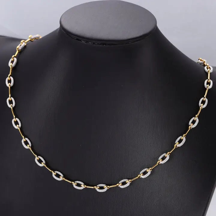 Classic Oval Horsebit Chain Necklace in Gold Dipped Sterling Silver