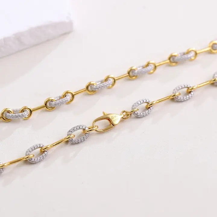 Classic Oval Horsebit Chain Necklace in Gold Dipped Sterling Silver